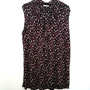 BEACON Navy and Red Abstract Sleeveless Tee Top Size 2X Fit 1X